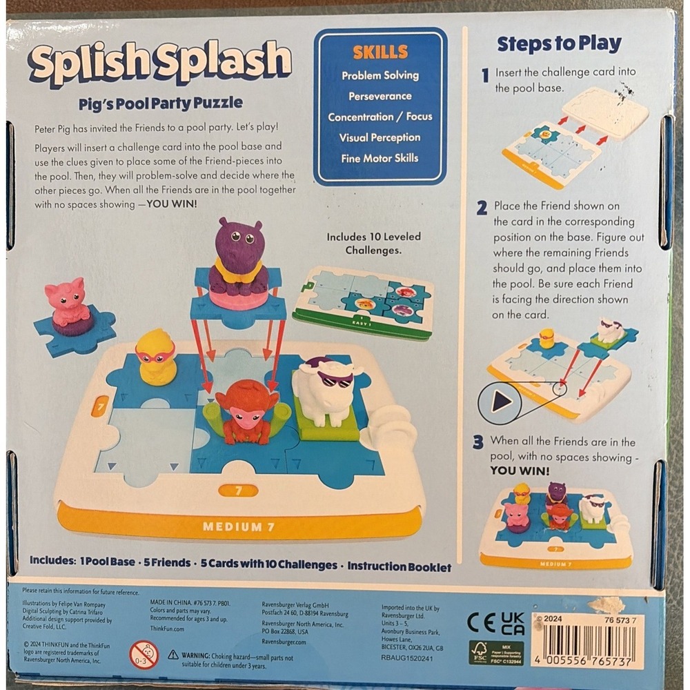 ThinkFun Friends - SplishSplash Pig's Pool Party Puzzle Game - Picture 2 of 3